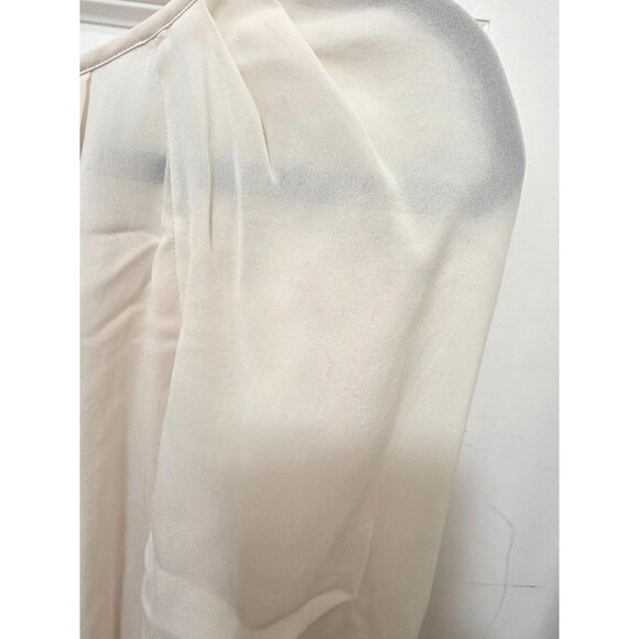 JOIE WOMEN'S IVORY SILKY FAIRY PLEATED PEASANT BLOUSE TIE NECK SIZE SMALL - Picture 5 of 10